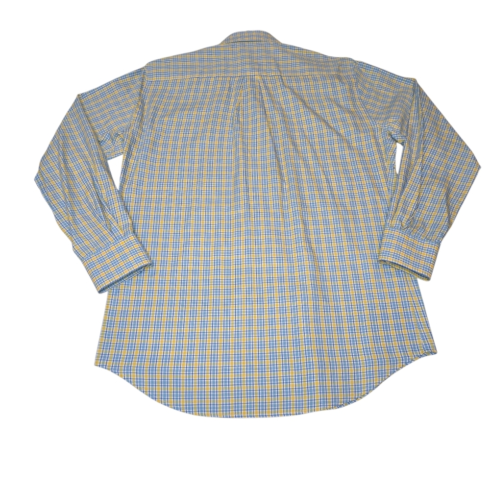 Peter Millar 100% Cotton Button Up L/S Shirt Yellow/Blue Plaid Check, Men's Sz M - Picture 7 of 11